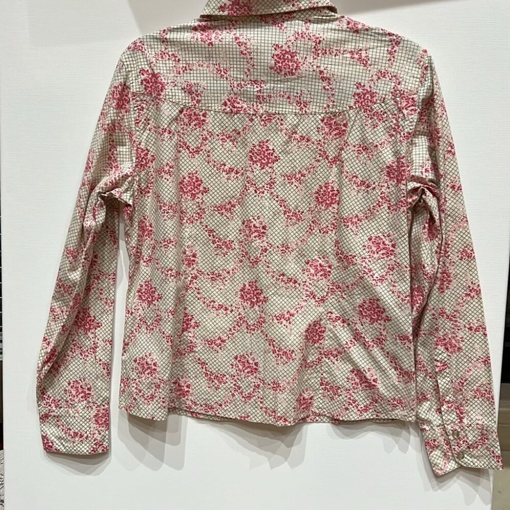Vintage Hollywood Western Floral Button Down Blouse with Pearl Snaps size Medium - Picture 4 of 11